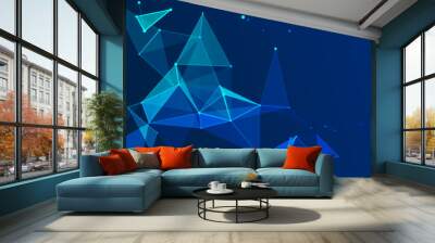 Colored polygonal space. Connection dots and lines structure. Triangular futuristic business wallpaper. Vector Wall mural