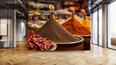 Colorful spices and dyes found at asian or african market Wall mural