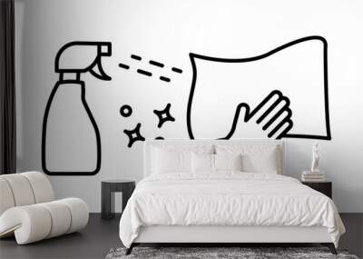 Comprehensive Surface Cleaning - Protective Measures - Icon. Line, outline design icon. Wall mural