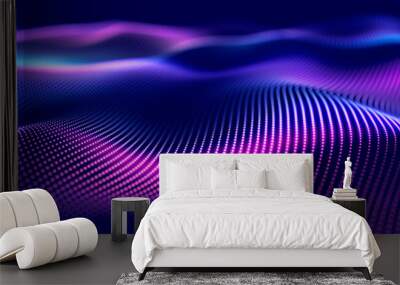 Digital technology background. Dynamic wave of glowing points. Futuristic background for presentation design. 3d Wall mural