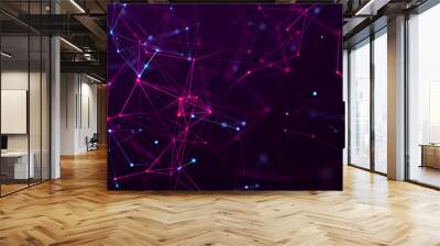 Digital technology background. Network connection dots and lines. Futuristic background for presentation design. 3d Wall mural