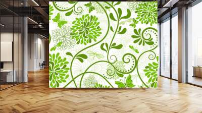 Green-white floral pattern Wall mural