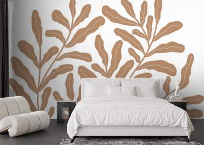 Hand drawn modern beige floral art. Vector botanic illustration in trendy Matisse style Wall mural