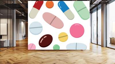 Set of different pills and capsules. Vector simple elements in flat style	
 Wall mural