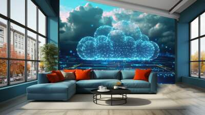 Enterprise network concept utilizing cloud computing technology and online data storage. Wall mural