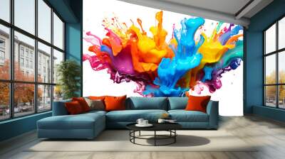 Exploding liquid paint in rainbow colors with splashes	 Wall mural