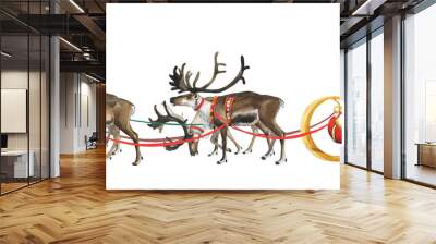 Watercolor Santa Claus on a sleigh with toys D Wall mural