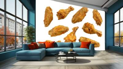 fried chicken wings on a white background Wall mural