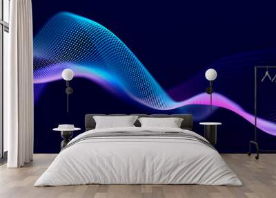 futuristic dots pattern on dark background. colored music wave. big data. technology or science bann Wall mural