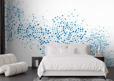 Geometric blue abstract background frame. Vector texture of chaotic hexagons, particles, fragments. A group of cells, an information grid. Poster for business, technology, medicine, presentations. Wall mural