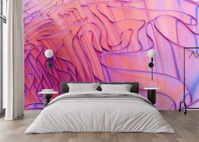 glass pink waves, curved transparent layers. abstract background 3d rendering Wall mural