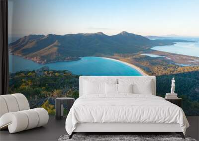 Aerial view of picturesque beach and mountains Wall mural