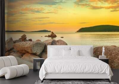 Amazing landscape at sunset. Panorama Wall mural