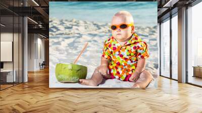 baby with coconut Wall mural