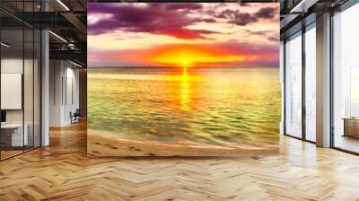 Seaview at sunset. Amazing landscape. Beautiful beach panorama Wall mural