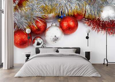 Red and silver balls for the Christmas tree Wall mural