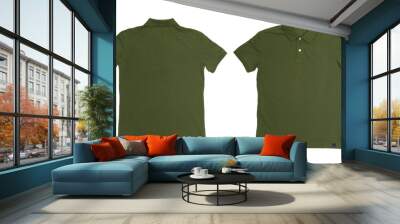 Vintage Dimmed Green color Polo Shirt with white background Men Wall mural