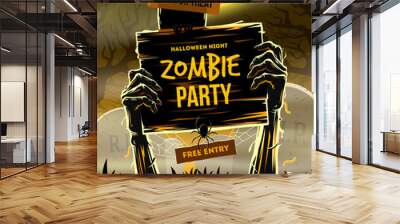 Halloween vector illustration - invitation to zombie party Wall mural