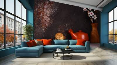 chinese tradition moon cakes and tea Wall mural