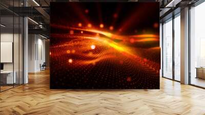 Magical waves of bright energy.High tech rainbow light ray particles and bokeh energy Wall mural