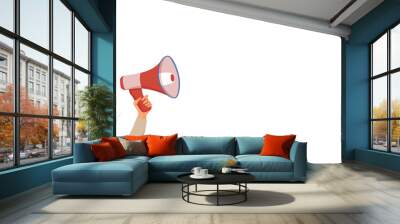 Megaphone announcement vector cartoon style illustration with speech bubble. Wall mural