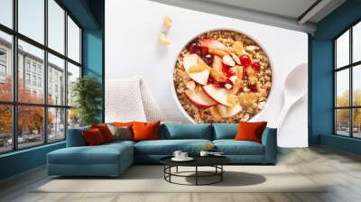 apple peanut butter quinoa bowl with jam and cashew for healthy breakfast Wall mural