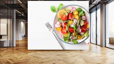 healthy colorful vegan tomato salad with cucumber, radish, onion Wall mural