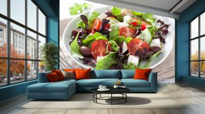 healthy salad with tomatoes olives and feta cheese Wall mural