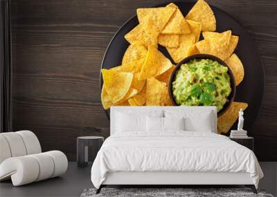 mexican guacamole dip and nachos tortilla chips Wall mural