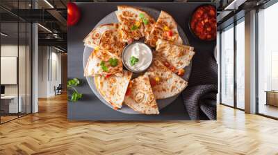 mexican quesadilla with chicken tomato corn cheese Wall mural