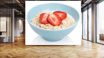 porridge with fresh strawberry isolated Wall mural