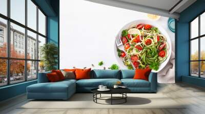 vegan ketogenic spiralized courgette salad with avocado tomato pumpkin seeds Wall mural