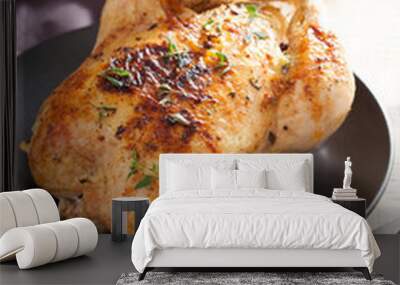 whole roasted chicken with pepper and thyme Wall mural