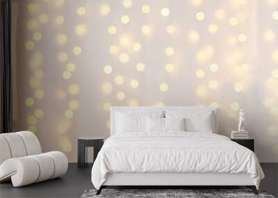 Classic bokeh background on white background walls. Defocus image with yellow lights in bokeh. Christmas bokeh background. Newyear mood Wall mural