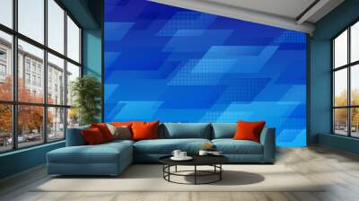 Abstract background of intersecting parallelograms consisting of dots, in blue colors Wall mural