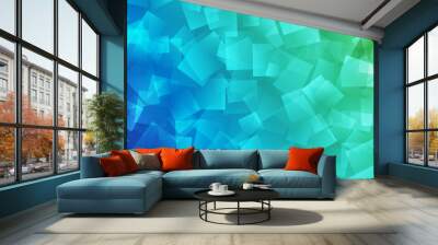 Abstract background of squares in blue and green colors Wall mural