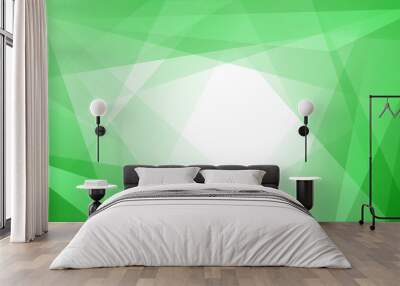 Abstract background of straight intersecting lines and polygons in green colors Wall mural