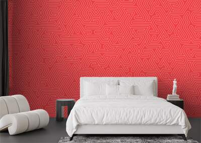 Abstract background with maze pattern in pink colors Wall mural