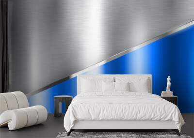 Abstract background with silver and blue metal texture Wall mural