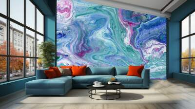 Abstract colorful background. Fluid acrylic pour painting Wall mural