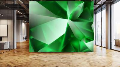 Abstract crystal background in green colors with highlights on the facets and refracting of light Wall mural