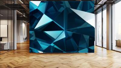 Abstract crystal background in light blue colors with refracting of light and highlights on the facets Wall mural