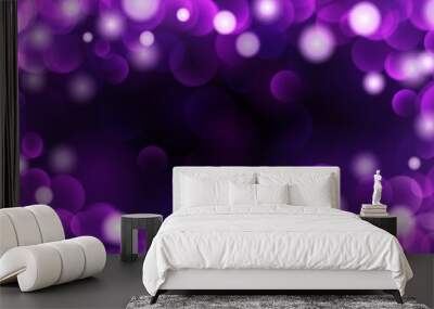 Abstract dark background with bokeh effects in purple colors Wall mural