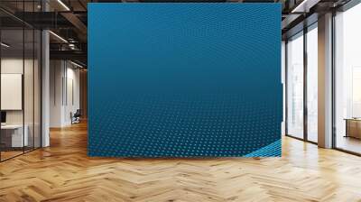 Abstract halftone background of small dots and wavy lines in light blue colors Wall mural