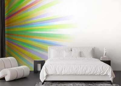 Abstract illustration with many curved colored stripes on white background Wall mural