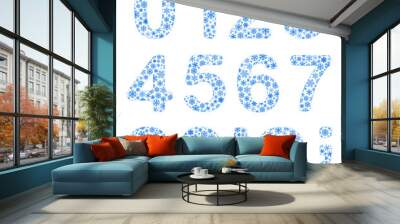 Alphabet from snowflakes, digit 0, 1, 2, 3, 4, 5, 6, 7, 8, 9 Wall mural