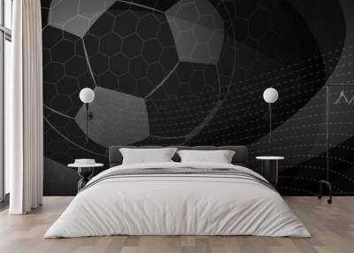 Football or soccer background with big ball in black colors Wall mural