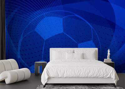 Football or soccer background with big ball in blue colors Wall mural