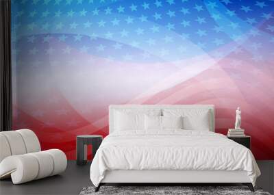 Independence day abstract background with elements of the american flag in red and blue colors Wall mural