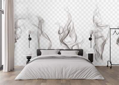 set of realistic transparent smoke or steam in white and gray colors, for use on light background. t Wall mural